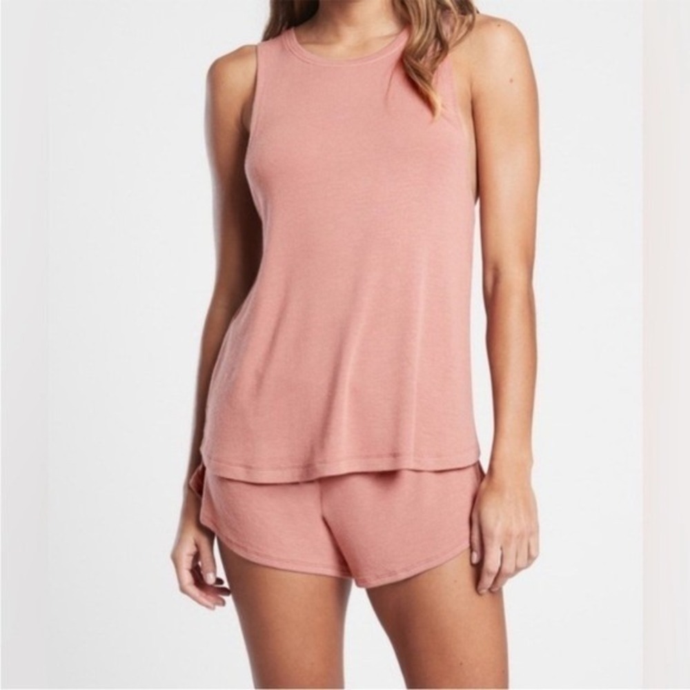 NWT Athleta Well‎ Rested Rib Sleep Tank Top Sleeveless Pink Mauve Size Small